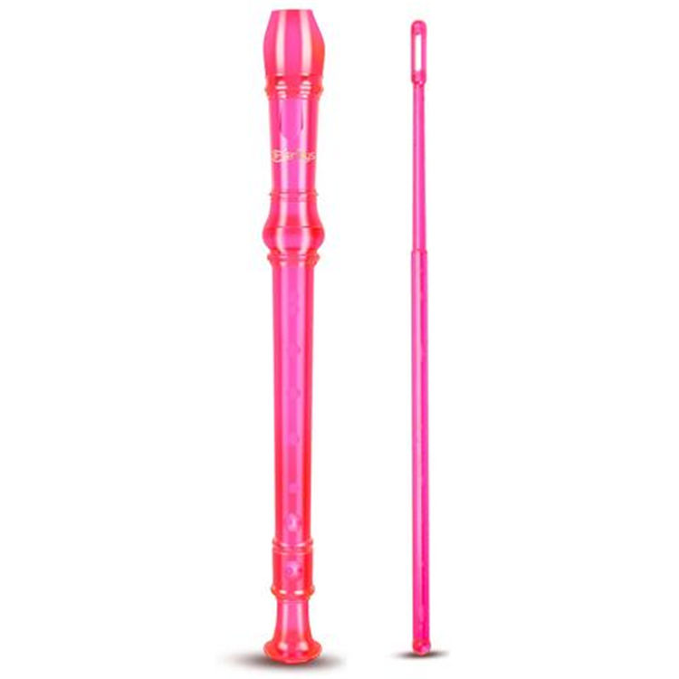 Soprano Descant Recorder 8 Hole Flute w/Cleaning Rod Bag Instruction Pink