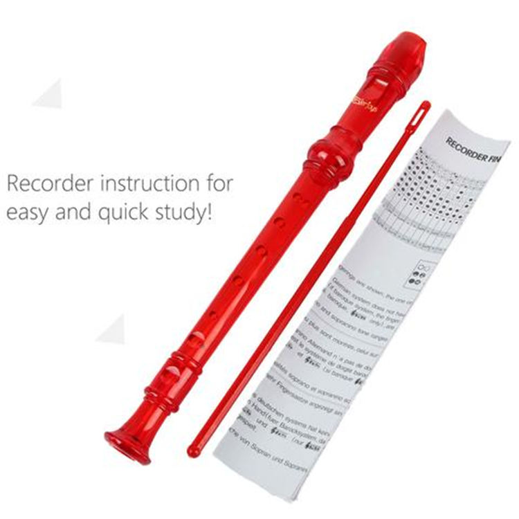 Soprano Descant Recorder 8 Hole Flute w/ Cleaning Rod Bag Instruction