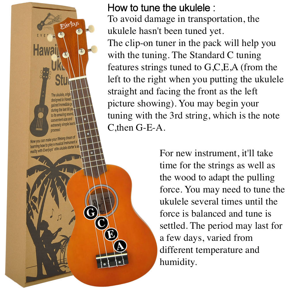 Soprano Ukulele Beginner Pack-21 Inch w/ Gig Bag Songbook Digital Tuner