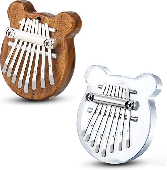 2 Pack Mini Kalimba Thumb Piano 8 Keys （Bear）