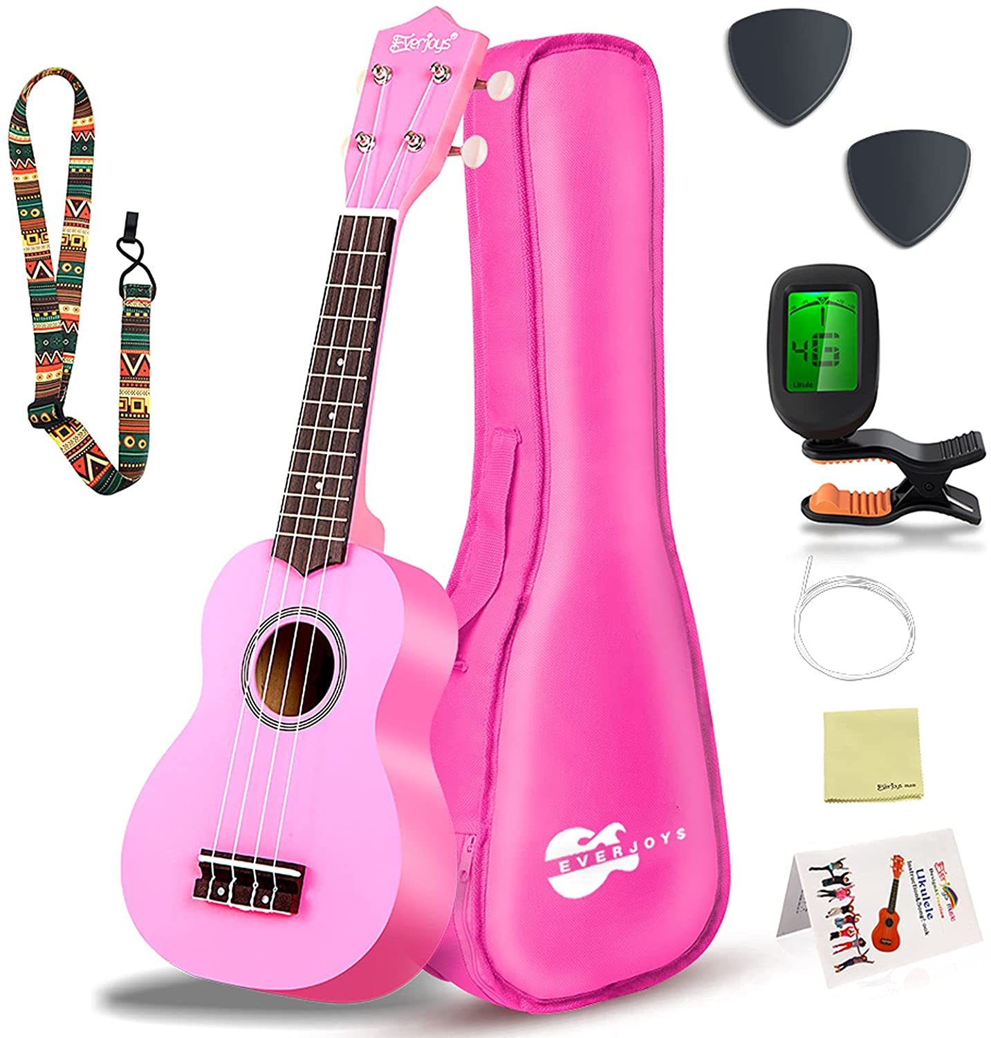 Soprano Ukulele Beginner Pack-21 Inch w/ Gig Bag Songbook Digital Tuner