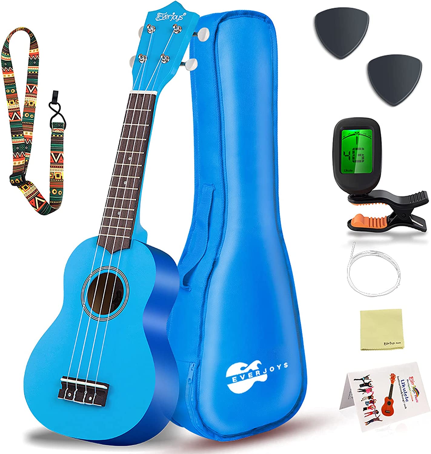 Soprano Ukulele Beginner Pack-21 Inch w/ Gig Bag Songbook Digital Tuner