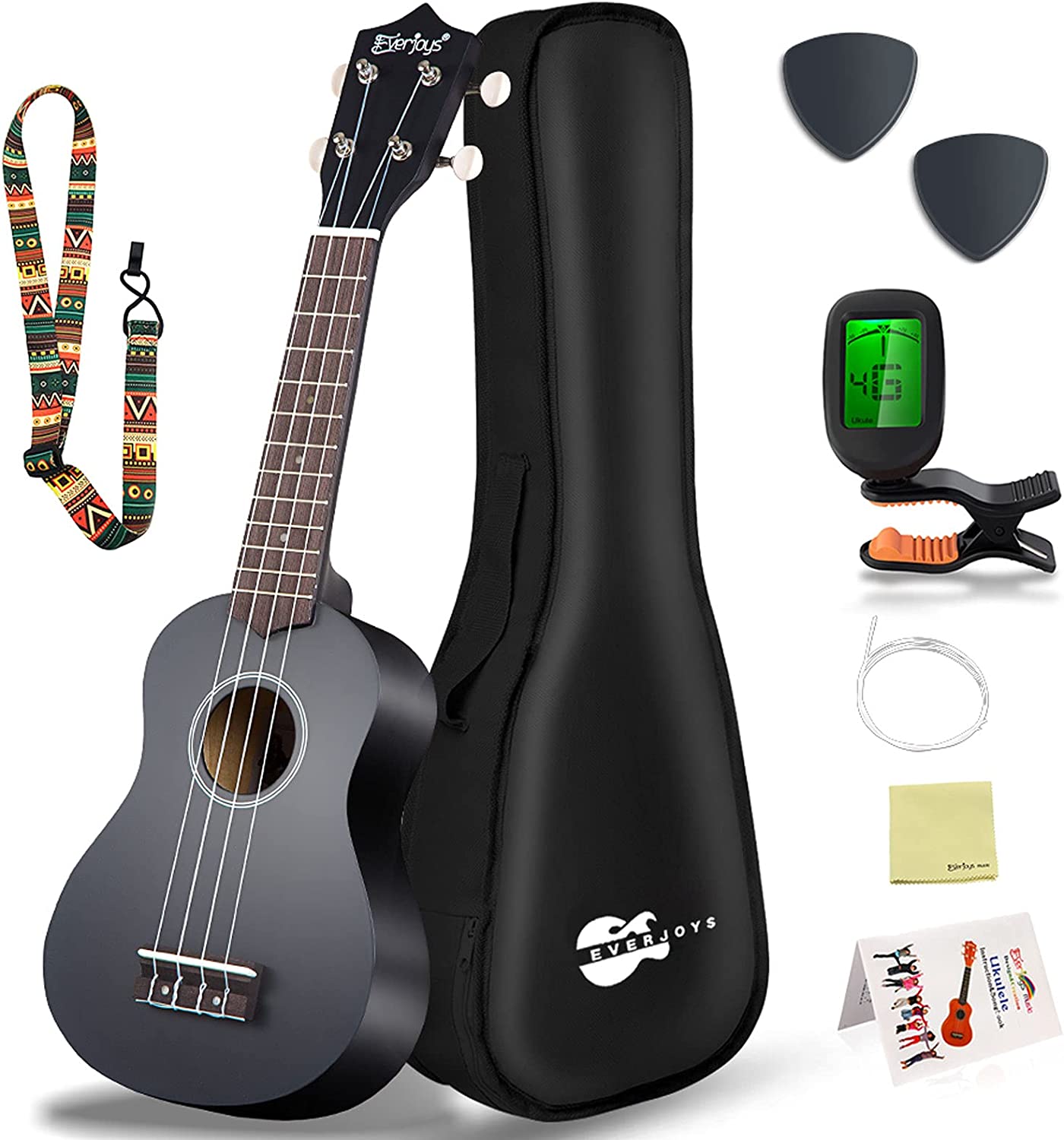 Soprano Ukulele Beginner Pack-21 Inch w/ Gig Bag Songbook Digital Tuner