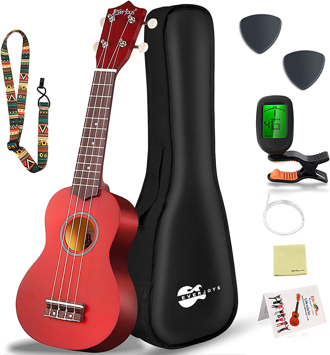 Soprano Ukulele Beginner Pack-21 Inch w/ Gig Bag Songbook Digital Tuner