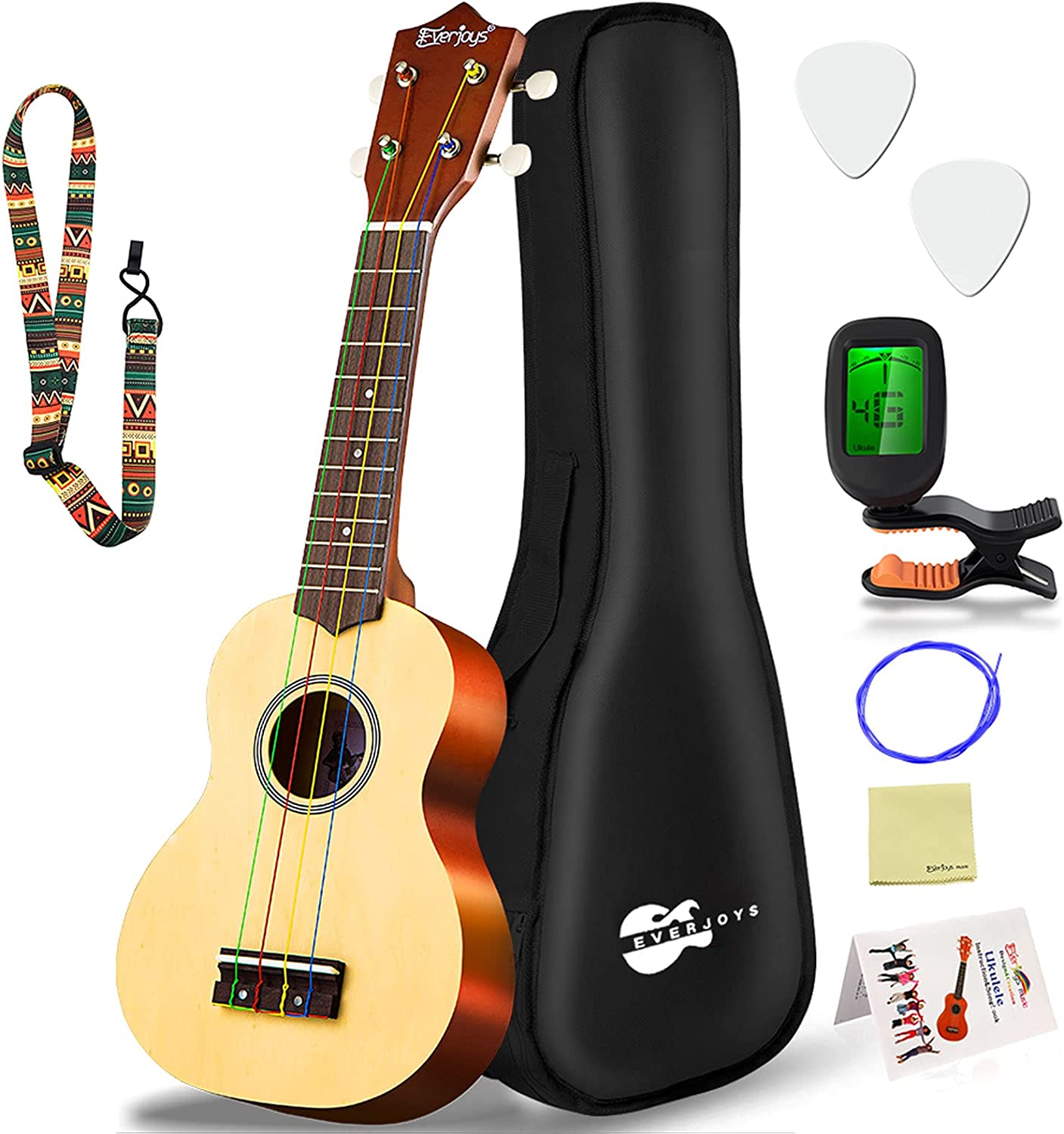 Soprano Ukulele Beginner Pack-21 Inch w/ Gig Bag Songbook Digital Tuner